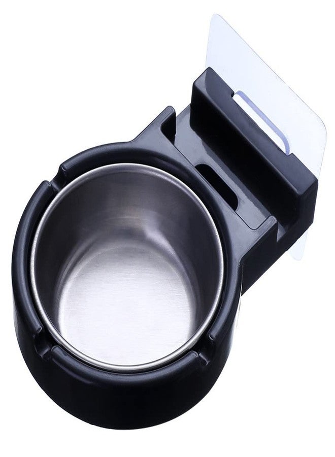 ليونز منفضة سجائر ليونز مثبتة على الحائط، حامل سجائر من الفولاذ المقاوم للصدأ، حامل سجائر مقاوم للرياح، مناسب للمنزل وغرفة المعيشة والحمام (أسود) - Image 1